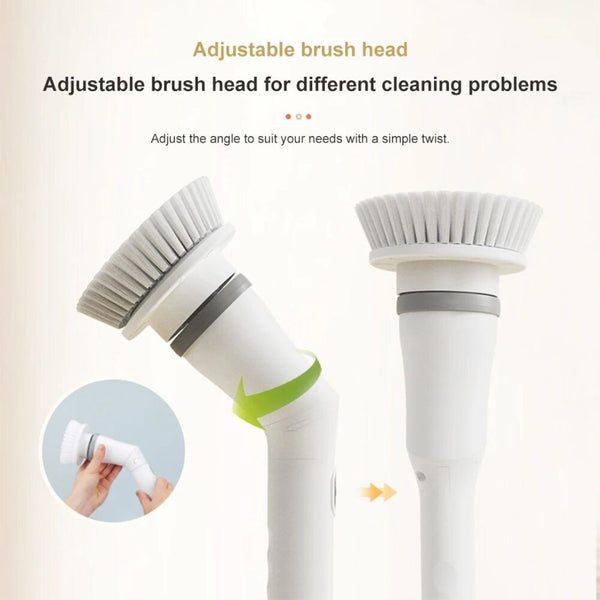 6 In 1 Electric Spin Scrubber - Extendable Handheld Cable-Free Power Brush Home Bathroom Cleaning Tool Floor Toilet Window Cleaner