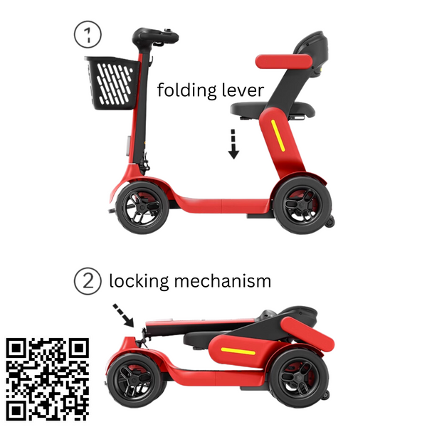 Glashow Foldable PMA 4-Wheeled Mobility Scooter Elderly Scooter