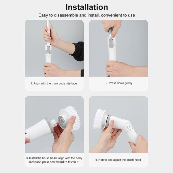 6 In 1 Electric Spin Scrubber - Extendable Handheld Cable-Free Power Brush Home Bathroom Cleaning Tool Floor Toilet Window Cleaner