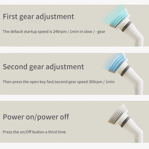 6 In 1 Electric Spin Scrubber - Extendable Handheld Cable-Free Power Brush Home Bathroom Cleaning Tool Floor Toilet Window Cleaner