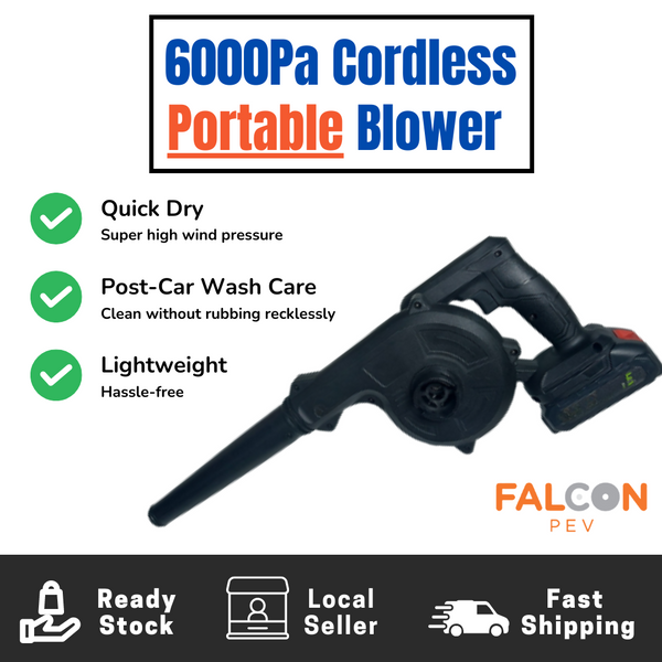 6000Pa Cordless Portable Blower - Li-ion Battery-Charging Blower For Post-Car Wash Car Corner Drying Dust Removal