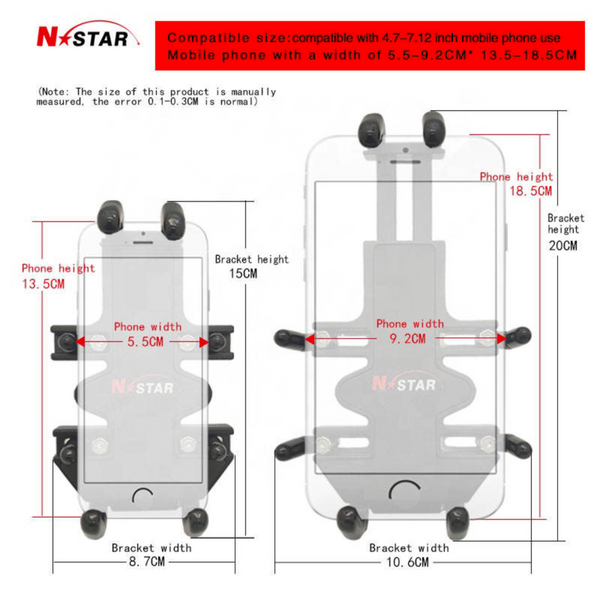 N-Star Rugged Phone Holder for E-bikes E-Scooters with Sunshade